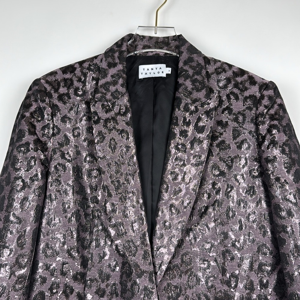 Tanya Taylor Analiese Metallic Leopard Print Blazer Size 8 - Picture 4 of 9